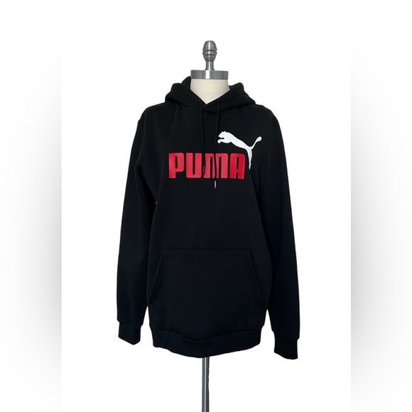 Puma Other - PUMA NWOT Unisex Black Graphic Hoodie Sweatshirt Red White Logo Size Small